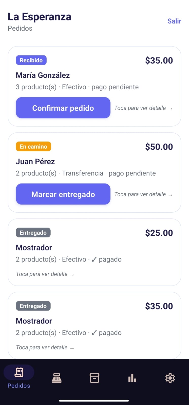 Gestión de pedidos en tiempo real