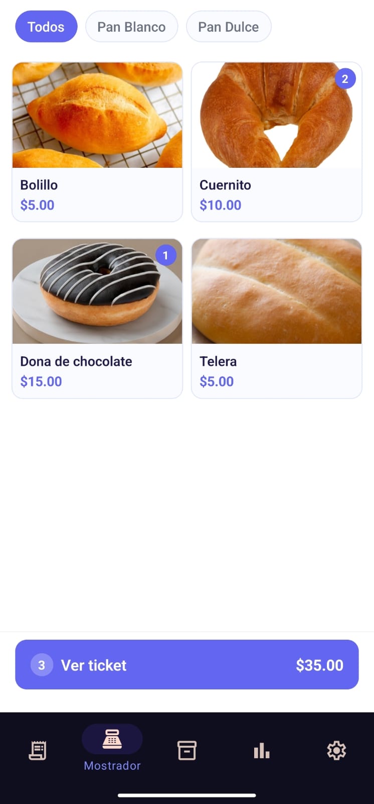 Punto de venta en mostrador