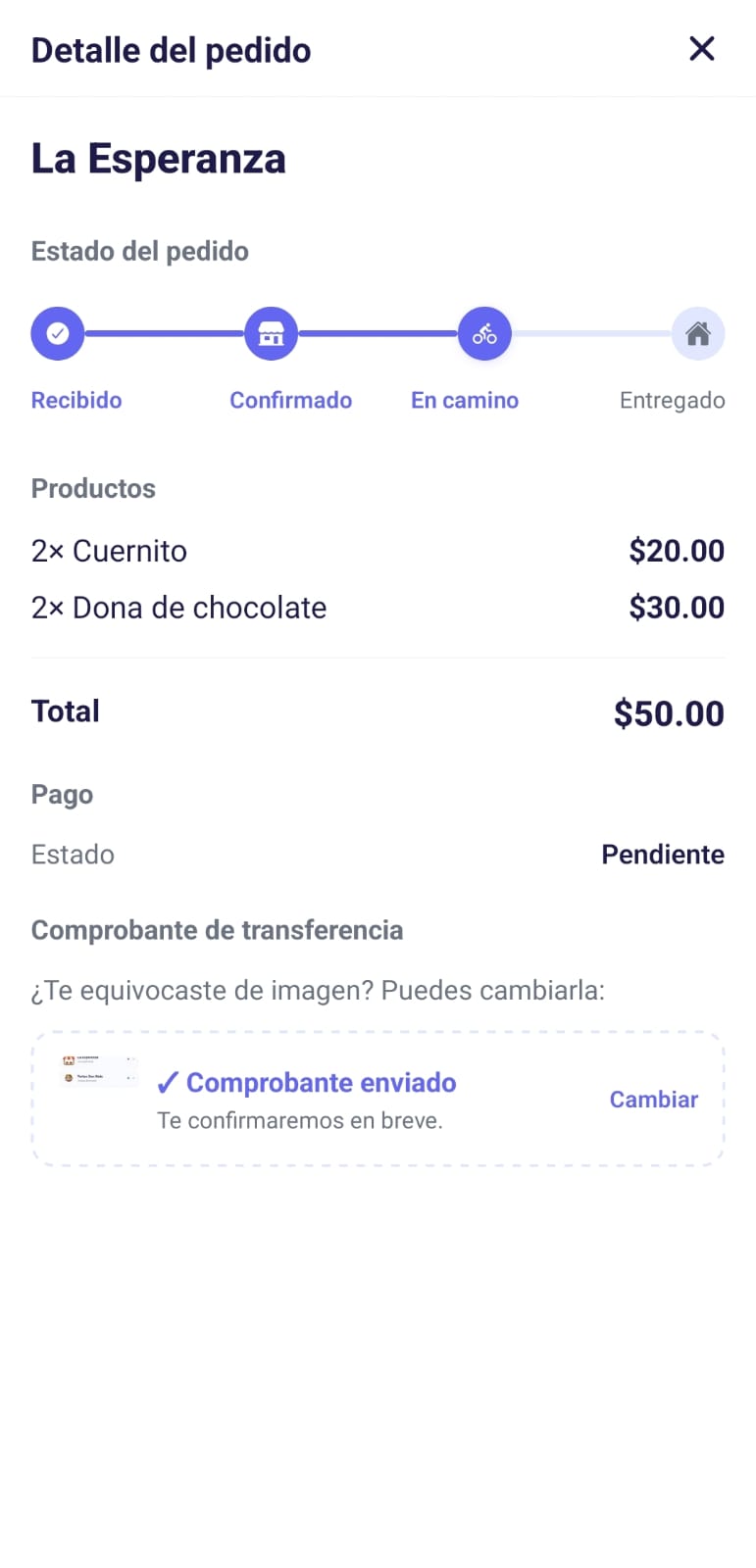 Seguimiento del pedido en tiempo real